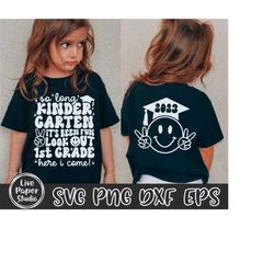 so long kindergarten svg, kindergarten graduation svg, 1st here i come svg, kinder graduate, wavy text, digital download