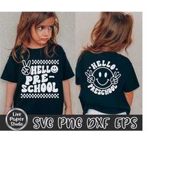 hello pre school svg png, retro back to school svg png, back to school shirt svg, preschool vibes, preschool squad, digi