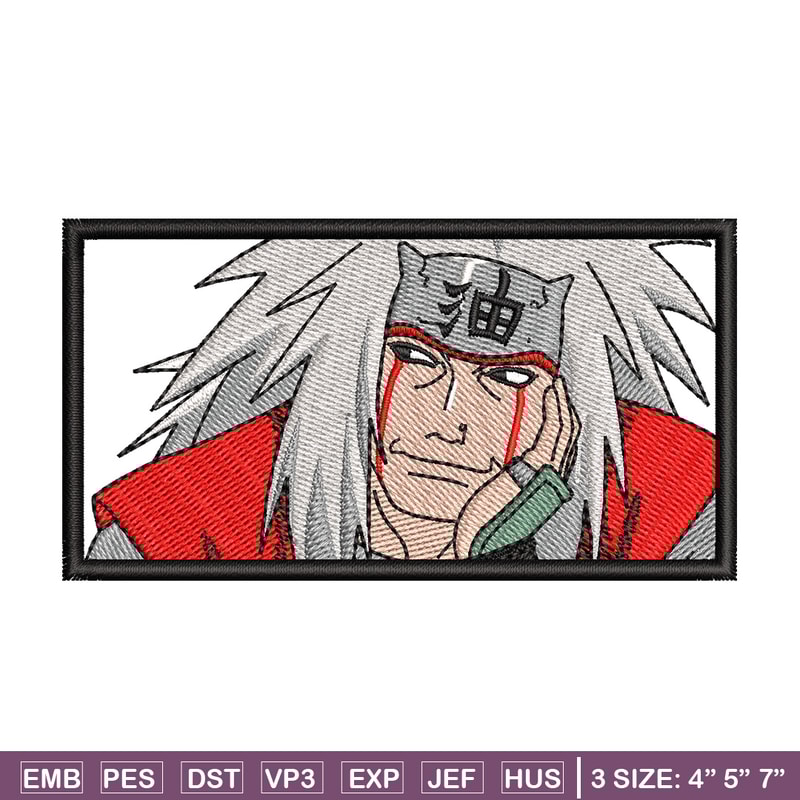 Jiraiya embroidery design, Naruto embroidery, Anime design, Embroidery shirt, Embroidery file, Digital download.jpg