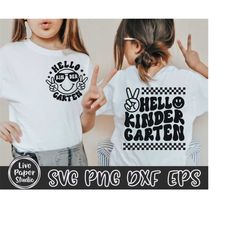 hello kindergarten svg png, retro back to school svg, back to school shirt, kindergarten vibes, kindergarten squad, digi