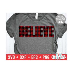 believe plaid - christmas svg - cut file - svg - eps - dxf - png - buffalo plaid - silhouette - cricut file - digital fi