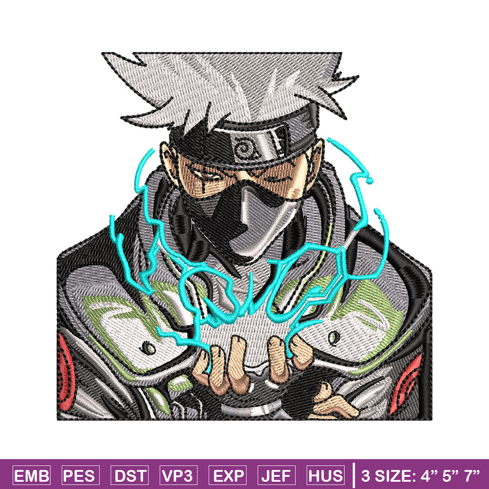 Kakashi chidori embroidery design, Naruto embroidery, Anime design, Embroidery shirt,Embroidery file,Digital download.jpg