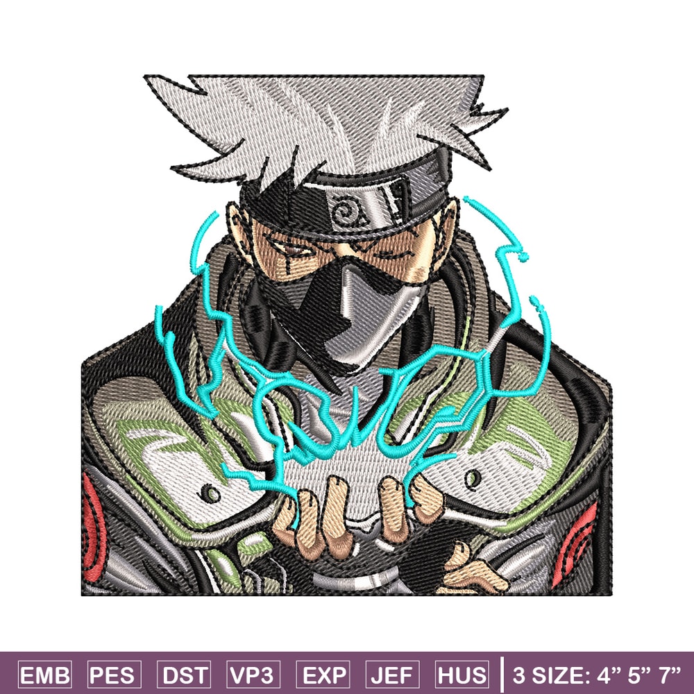 Kakashi chidori embroidery design, Naruto embroidery, Embroidery file, Embroidery shirt, Emb design, Digital download.jpg