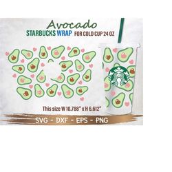 Cute Avocado Starbucks Cup Wrap SVG, Summer SVG, Avocado svg,  DIY Venti for Cricut 24oz venti cold cup, Instant Downloa
