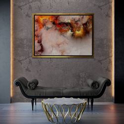 abstract cloudy wall art, cloudy framed canvas, luxury art canvas, cloudy artwork, abstract canvas art, cloudy art, blac