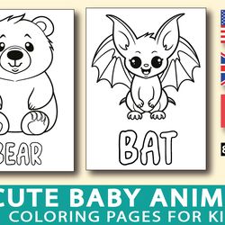 Cute Printable Baby Animals Coloring Pages for Kids