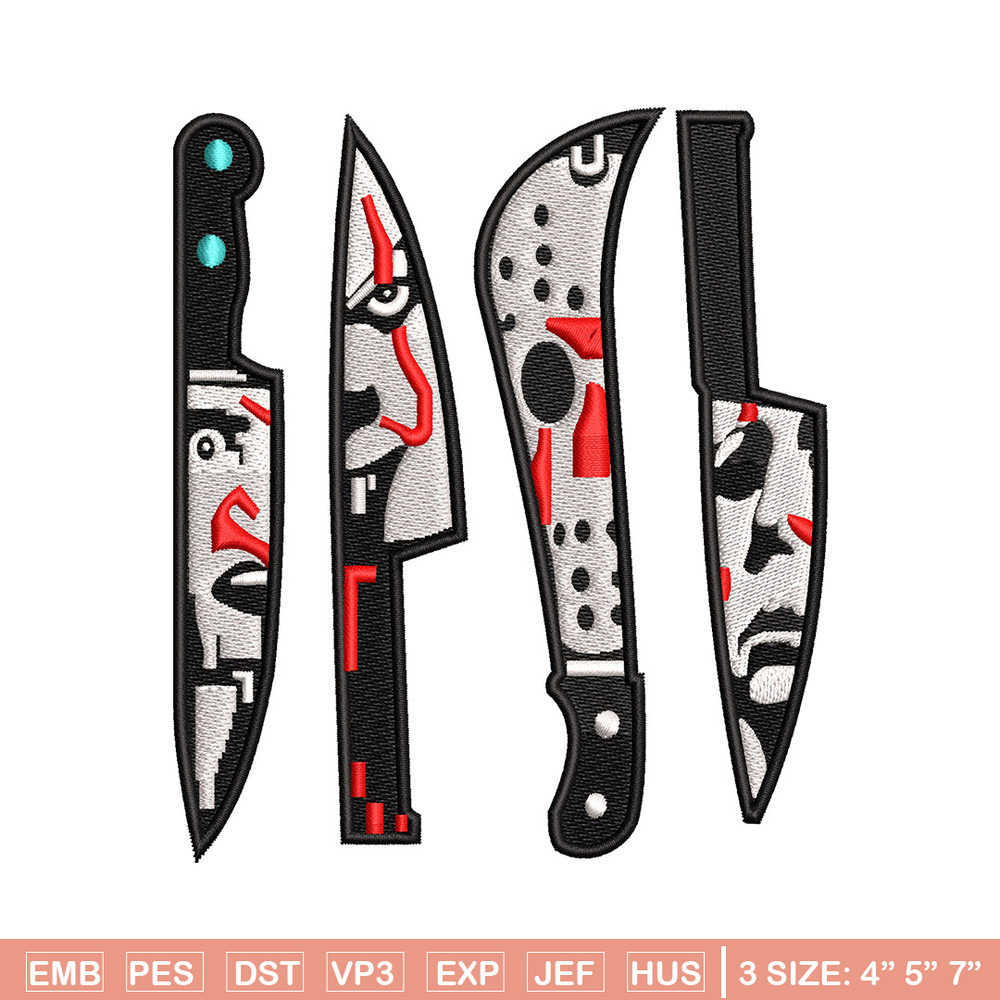Knifes horror embroidery design, Horror embroidery, Embroidery file,Embroidery shirt, Emb design, Digital download.jpg