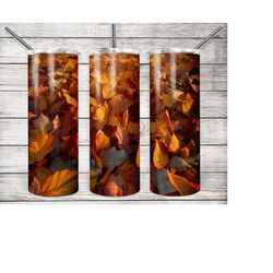 Fall Leaves Tumbler Wrap, 20oz Skinny Tumbler Wrap Template, Sublimation Download, Gift for Her, Fall Decor, Halloween G