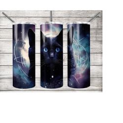 Galaxy Cat Tumbler Wrap, 20oz Skinny Tumbler Wrap Template, Sublimation Download, Gift for Her, Cat Tumbler, Cat Gifts