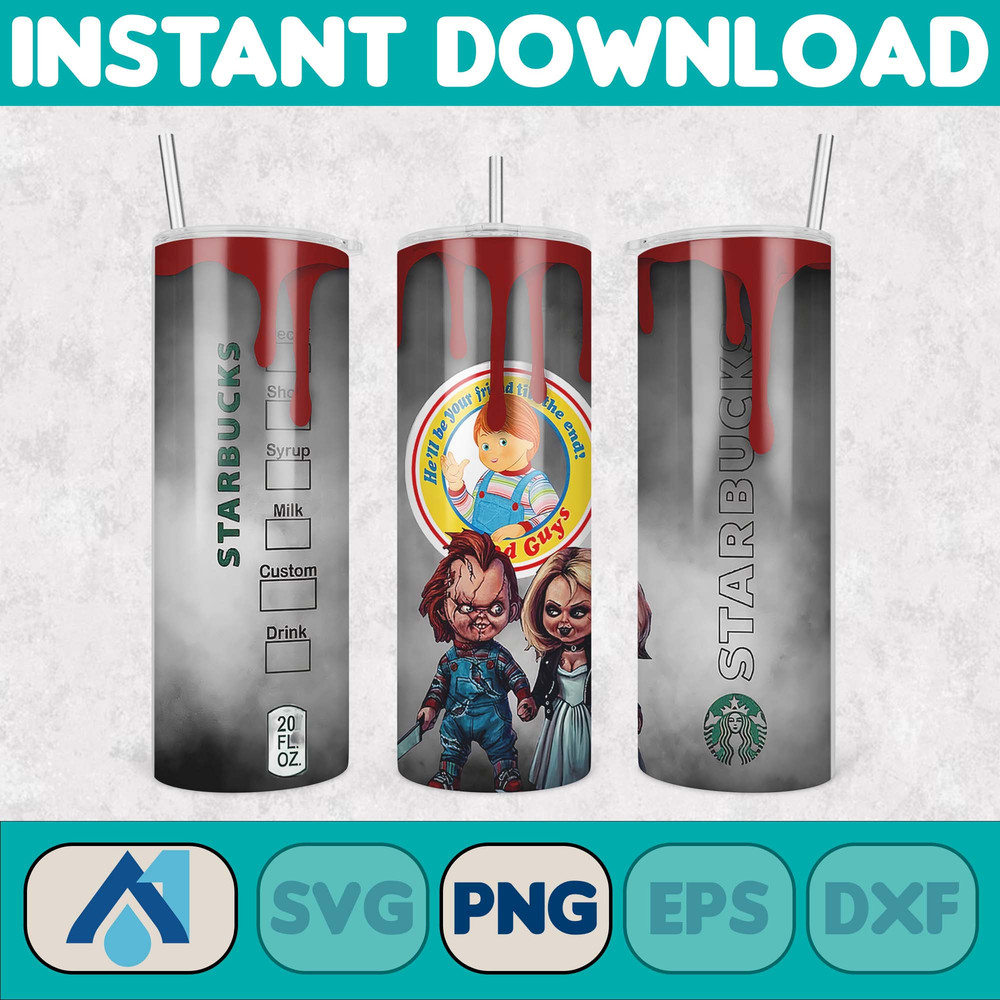 Horror Movies Characters Tumbler, Halloween Tumbler PNG, 20oz Skinny Tumbler, Scary Tumbler Wrap, Sublimation Designs (22).jpg