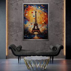 eiffel tower wall art, paris framed canvas, city landscape wall art, oil painting canvas, paris artwork, eiffel tower, s