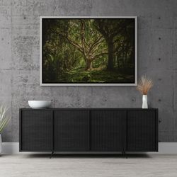 Forest Wall Art, Landscape Framed Canvas, Forest Wall Art, Tree Canvas, Tree Wall Art, Black Canvas, Nature Scenery Gold