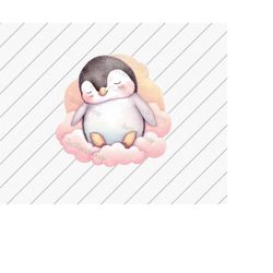 Sleeping Baby Penguin Png Sublimation Design, Penguin Png, Animal Png, DTG Files, Files for Coffee Mug, Baby Clothes png