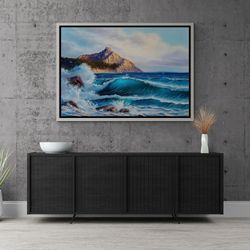 Landscape Framed Canvas, Seascape Wall Art, Sea Landscape Canvas, Nature Canvas, Wave Landscape Wall Art, Sea Wall Art,
