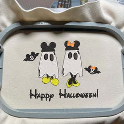 Halloween Cartoon Mouse Embroidery Design, Happy Halloween Embroidery Design, Creepy Bats Embroidery File, Cute Ghost Embroidery Pattern, Spooky Machine Embroidery Design