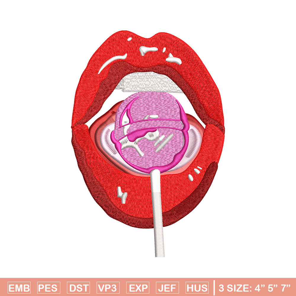 Lips lollipop embroidery design, Lips embroidery, Embroidery file, Embroidery shirt, Emb design, Digital download.jpg