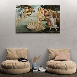 the birth of venus framed canvas, sandro botticelli wall art, woman canvas, birth of venus, famous canvas, botticelli bl