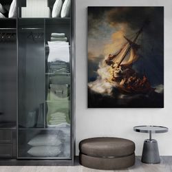 The Storm on the Sea of Galilee, Rembrandt van Rijn Wall Art, Sea Framed Canvas, Landscape Wall Art, Famous Art, Ship Wh
