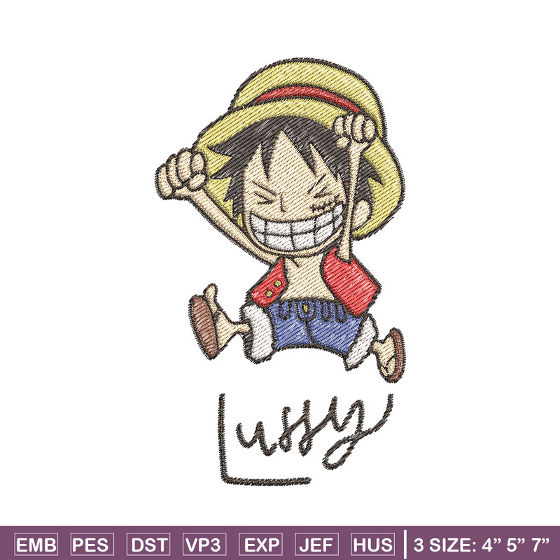 Luffy chibi embroidery design, One piece embroidery, Anime design, Embroidery file, Embroidery shirt, Digital download (3).jpg
