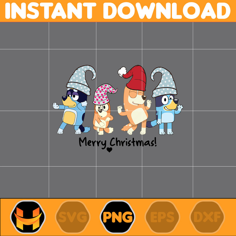 Bluey Christmas Png, Bluey Family Christmas Png, Christmas Magical Sublimation, Blue Dog Christmas Tree, Instant Download (10).jpg
