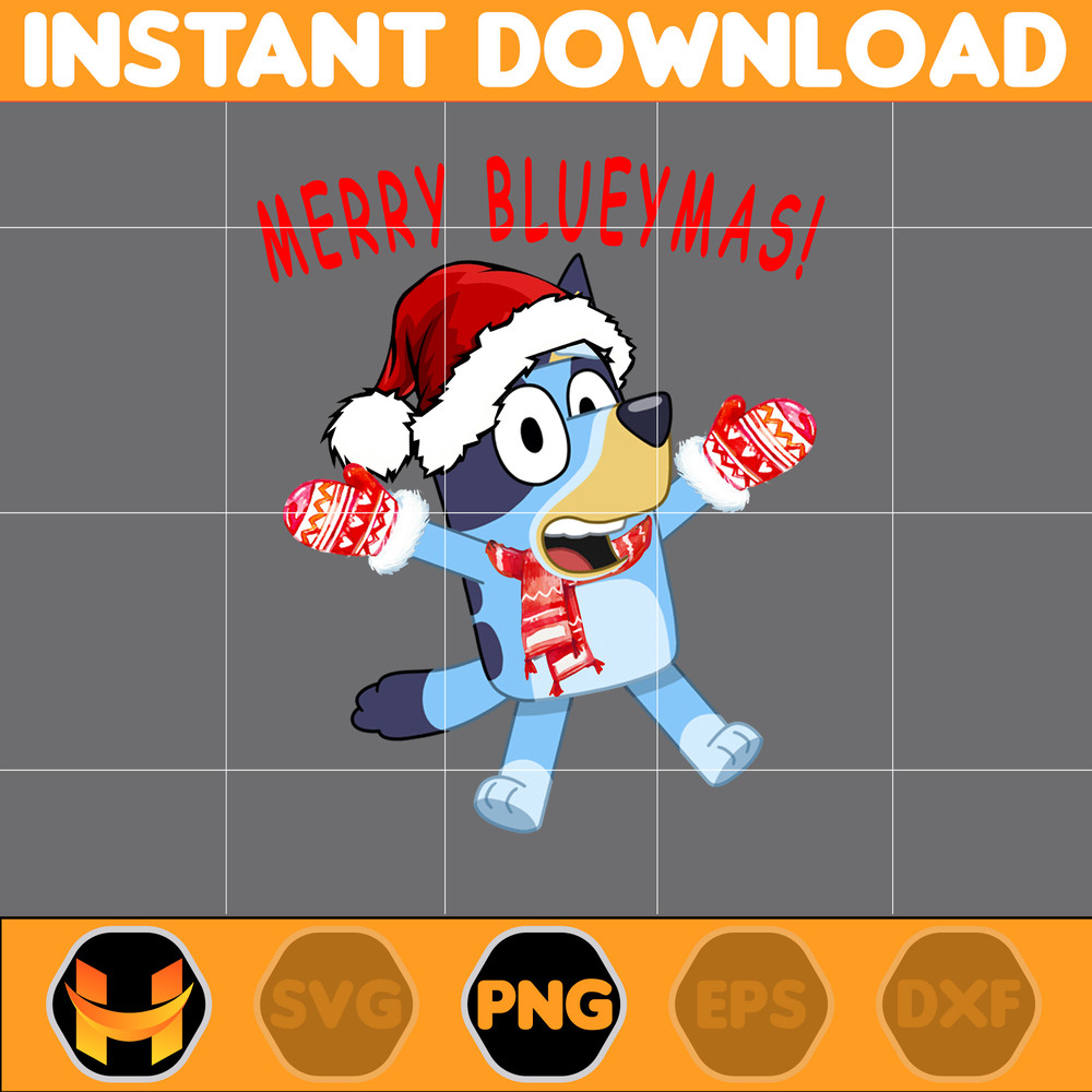 Bluey Christmas Png, Bluey Family Christmas Png, Christmas Magical Sublimation, Blue Dog Christmas Tree, Instant Download (13).jpg