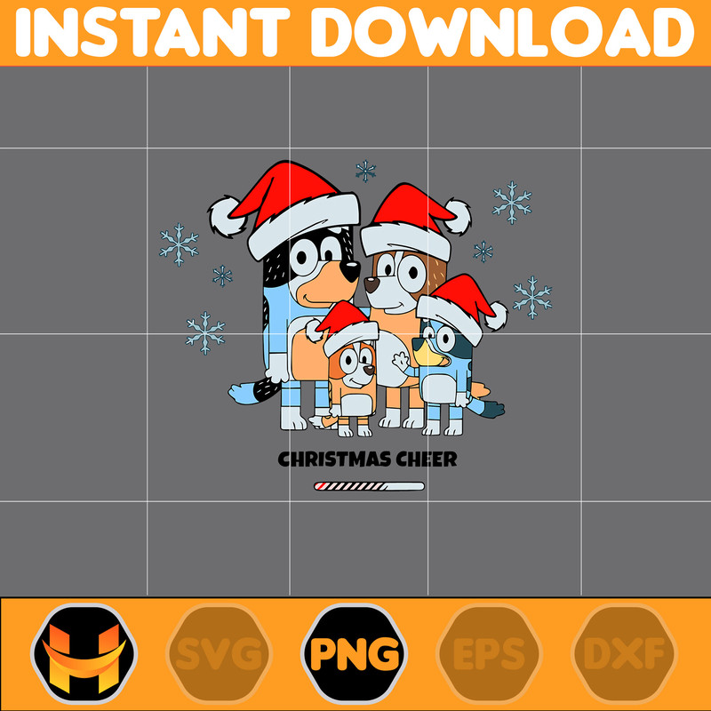 Bluey Christmas Png, Bluey Family Christmas Png, Christmas Magical Sublimation, Blue Dog Christmas Tree, Instant Download (16).jpg