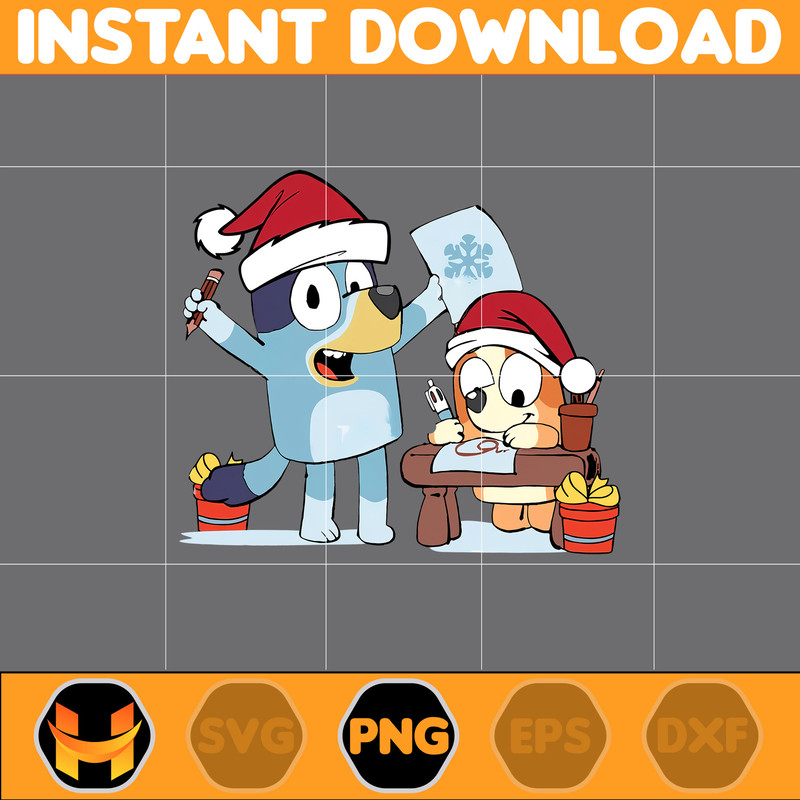 Bluey Christmas Png, Bluey Family Christmas Png, Christmas Magical Sublimation, Blue Dog Christmas Tree, Instant Download (17).jpg