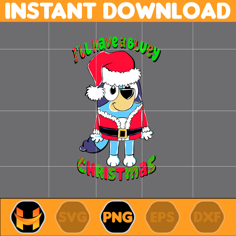 Bluey Christmas Png, Bluey Family Christmas Png, Christmas Magical Sublimation, Blue Dog Christmas Tree, Instant Download (18).jpg