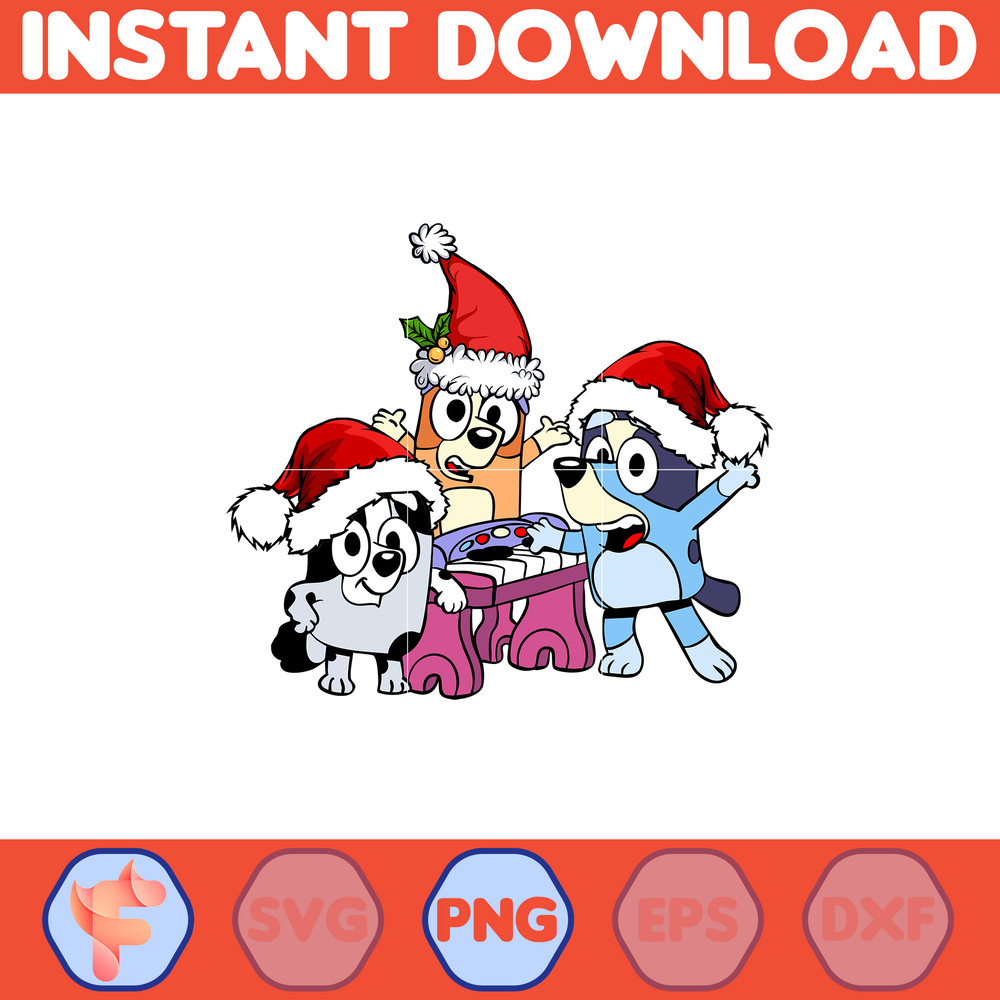 Bluey Christmas Png, Bluey Family Christmas Png, Christmas Magical Sublimation, Blue Dog Christmas Tree, Merry Blueymas (11).jpg