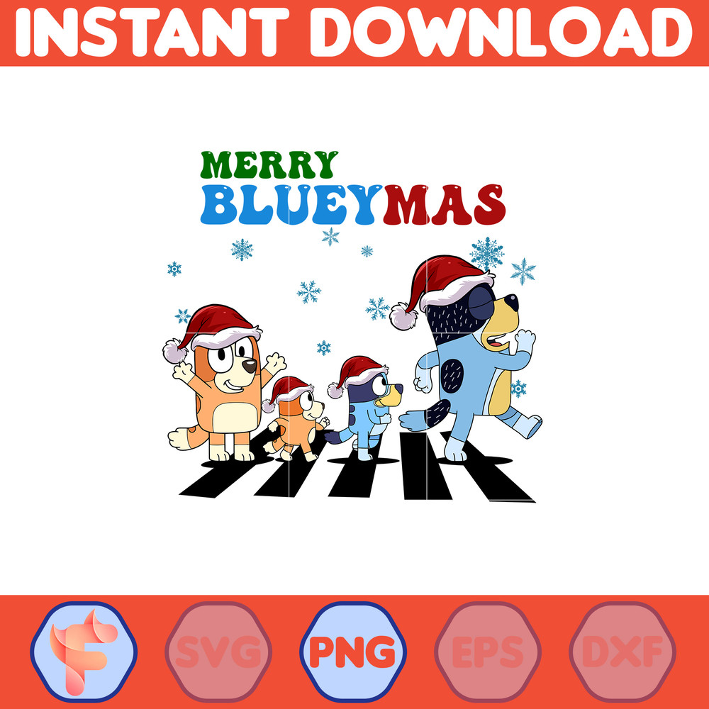 Bluey Christmas Png, Bluey Family Christmas Png, Christmas Magical Sublimation, Blue Dog Christmas Tree, Merry Blueymas (25).jpg