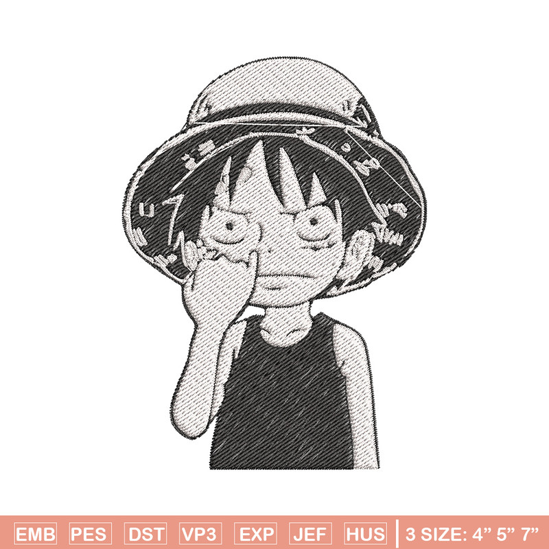 Luffy nose embroidery design, One piece embroidery, Anime design, Embroidery file, Embroidery shirt, Digital download.jpg