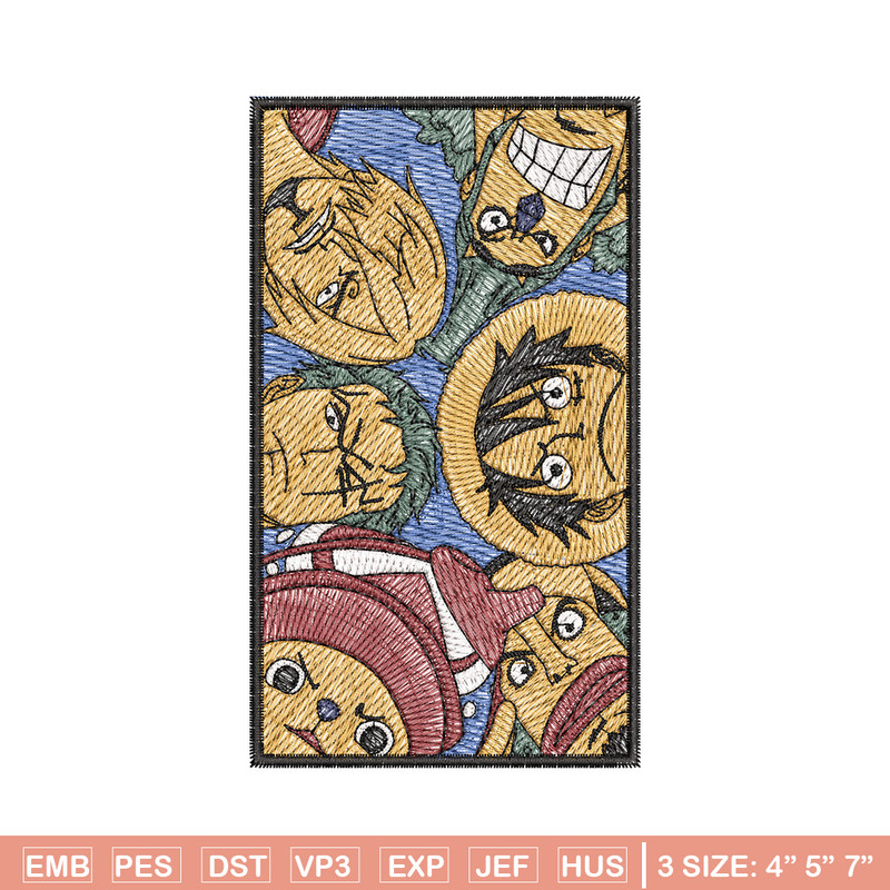 Luffy team embroidery design, One piece embroidery, Embroidery shirt, Embroidery file, Anime design, Digital download.jpg