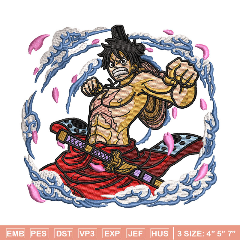 Luffy wano embroidery design, One piece embroidery, Anime design, Embroidery shirt, Embroidery file, Digital download.jpg