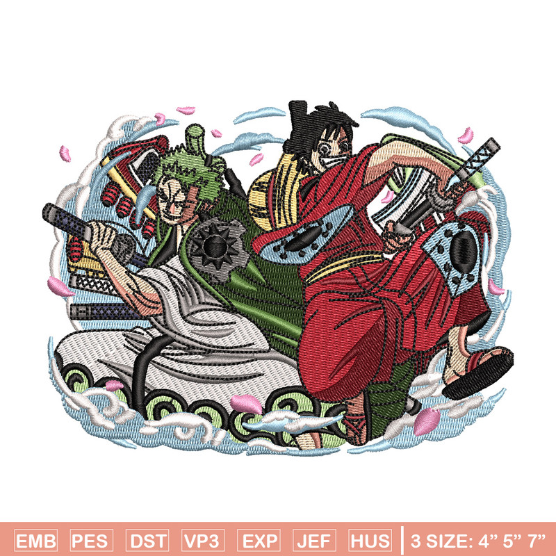 Luffy zoro embroidery design, One piece embroidery, Anime design, Embroidery shirt, Embroidery file, Digital download.jpg
