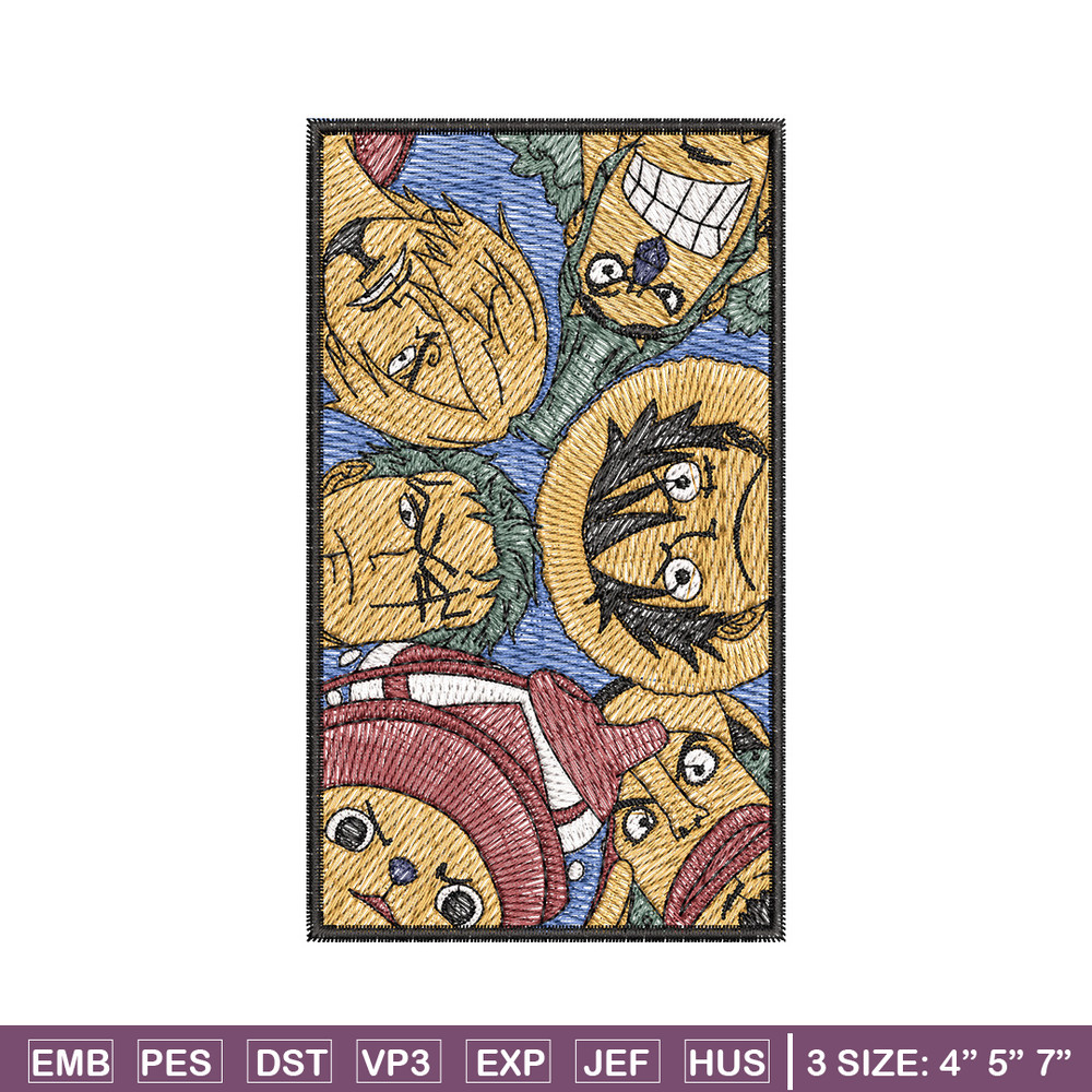 Luffy team embroidery design, One piece embroidery, Embroidery shirt, Embroidery file, Anime design, Digital download.jpg