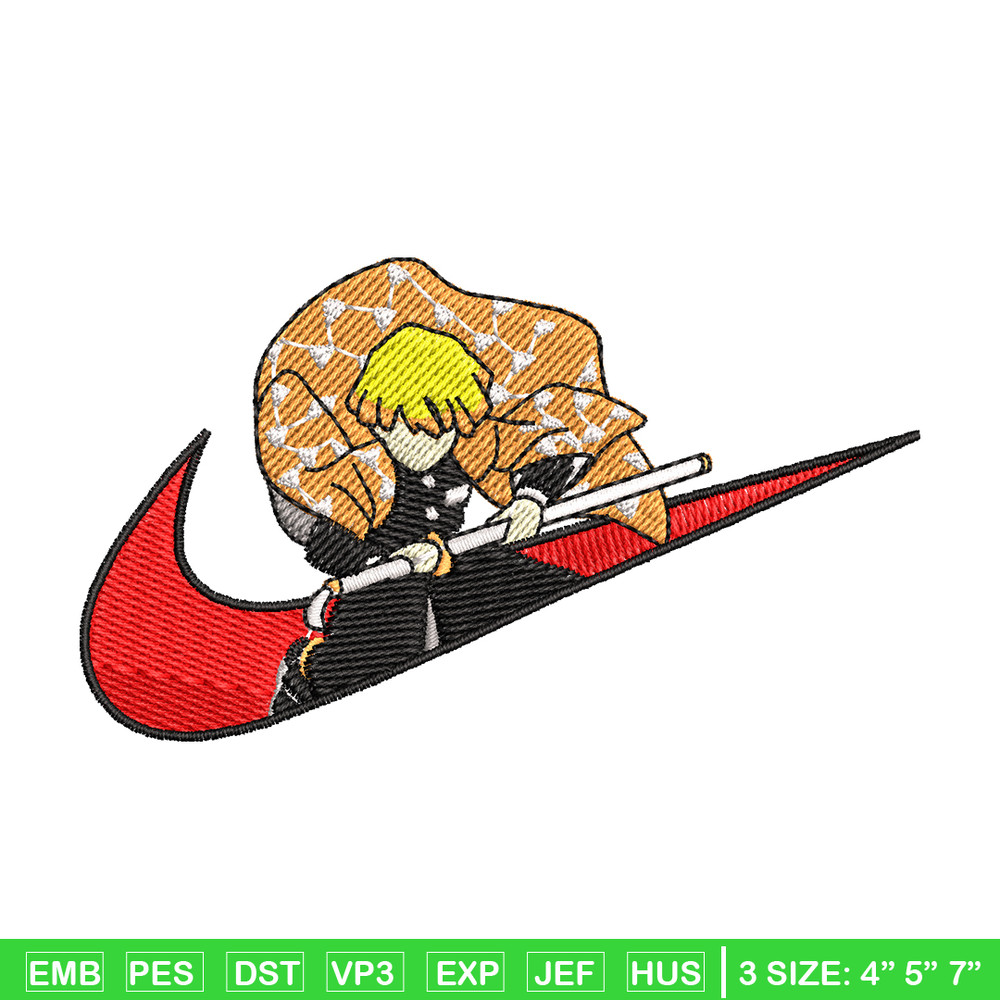 Agatsuma Zenitsu Nike embroidery design, Kimetsu no Yaiba embroidery, Nike design, anime design, Digital download.jpg