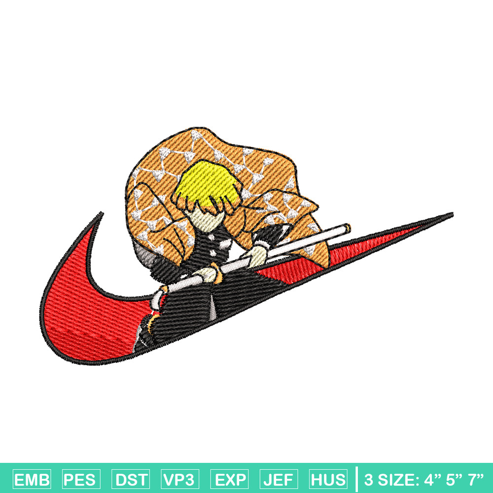 Agatsuma Zenitsu Nike embroidery design, Kimetsu no Yaiba embroidery, Nike design, anime design, Digital download.jpg