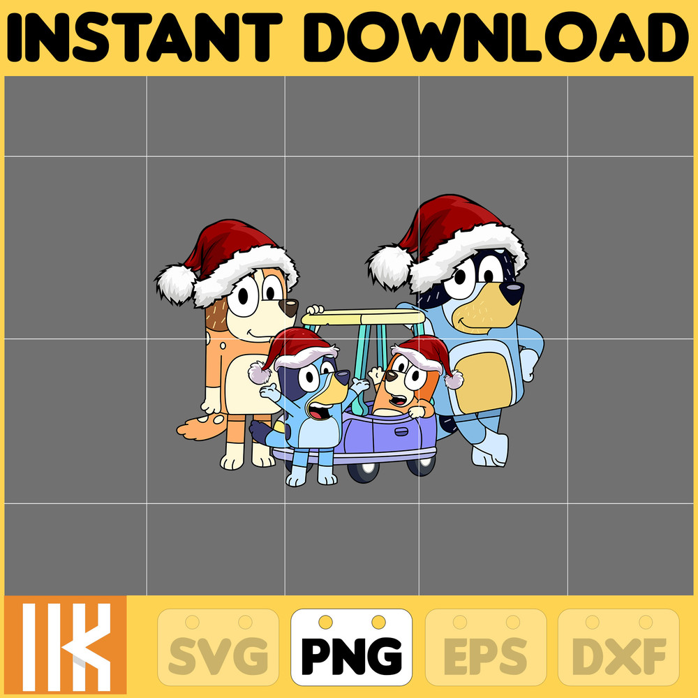 Bluey Christmas Png, Bluey Family Christmas Png, Christmas Magical Sublimation, Blue Dog Christmas Tree, Instant Download (1).jpg