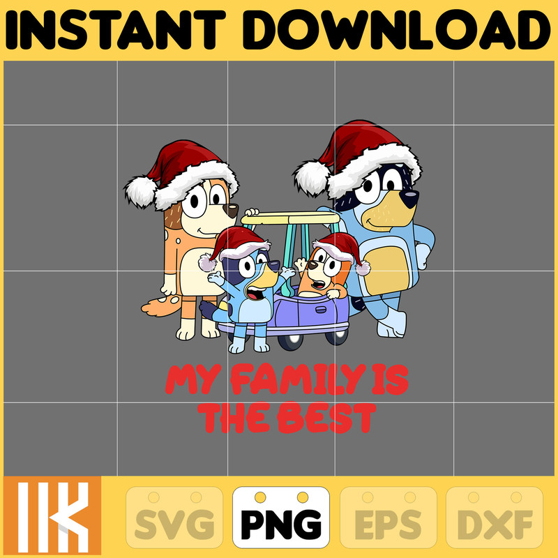 Bluey Christmas Png, Bluey Family Christmas Png, Christmas Magical Sublimation, Blue Dog Christmas Tree, Instant Download (8).jpg