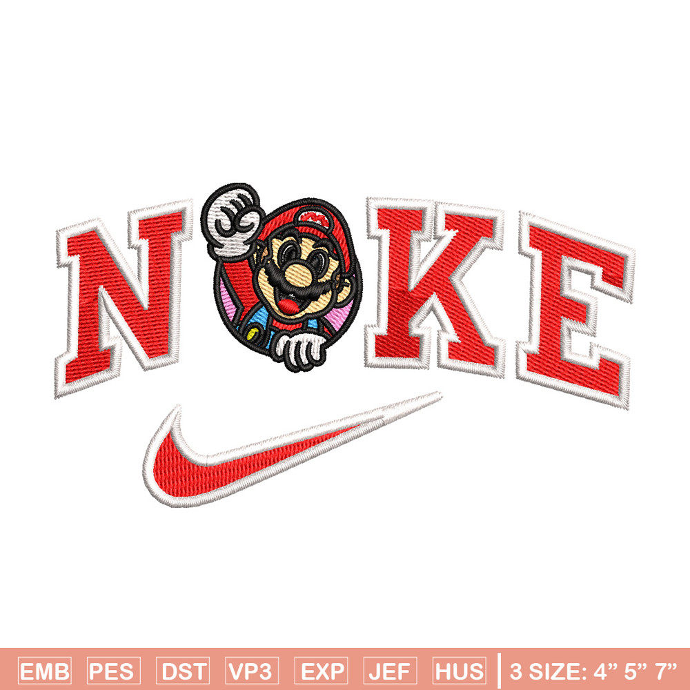 Mario swoosh embroidery design, Mario embroidery, Embroidery file, Embroidery shirt, Nike design,Digital download.jpg