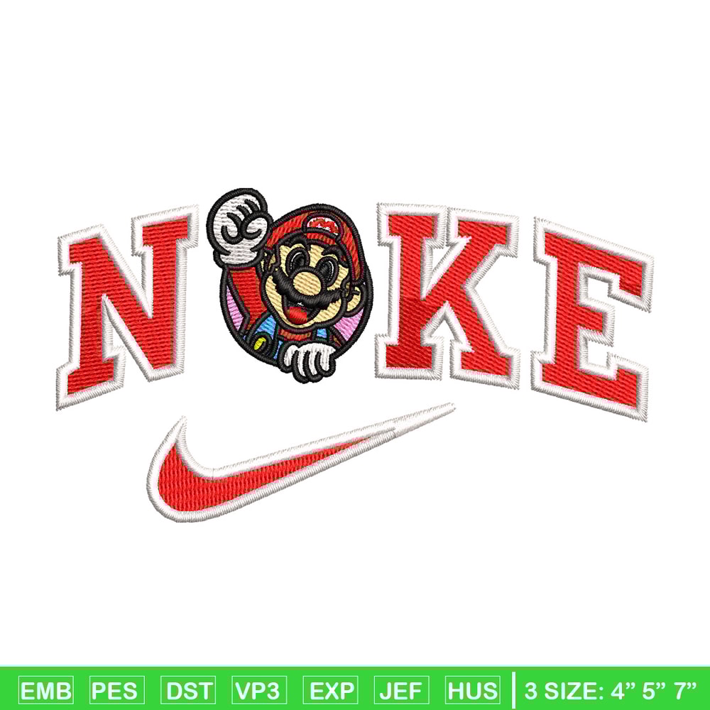Mario swoosh embroidery design, Mario embroidery, Embroidery file, Embroidery shirt, Nike design,Digital download.jpg