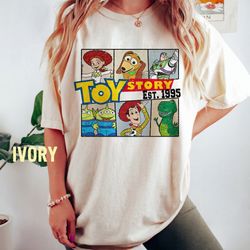 vintage toy story est 1995 characters comfort colors shirt, retro disney toy story shirt, buzz lightyear, woody shirt, d