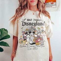 vintage walt disney's disneyland est 1995 halloween shirt, where dreams come true, mickeys not so scary, halloween party