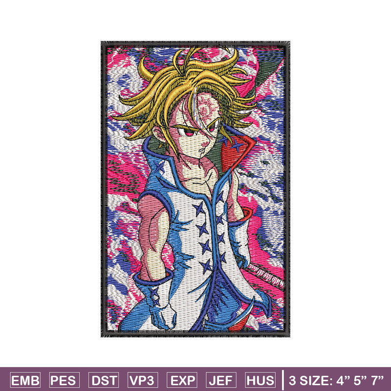 Meliodas poster embroidery design, Meliodas embroidery,Embroidery shirt, Embroidery file, Anime design, Digital download.jpg