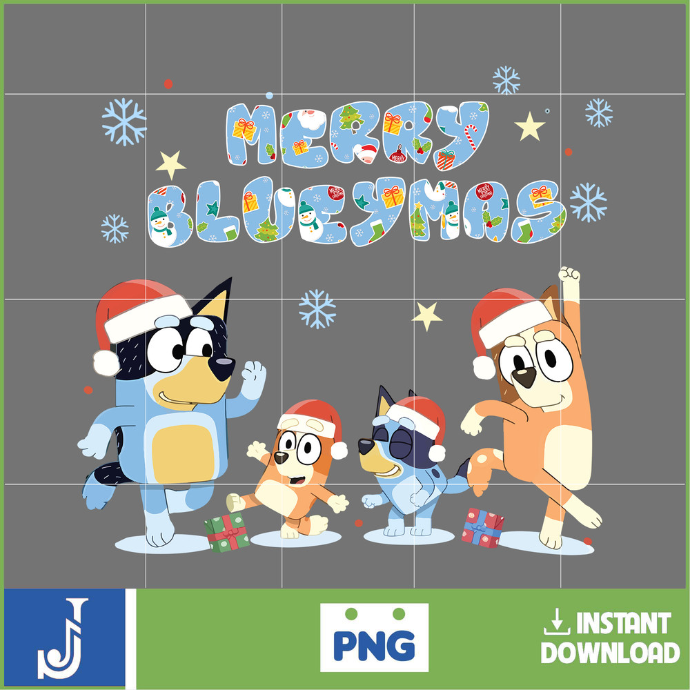 Christmas Family Shirt Design Png, Blue Dog Family Png, Christmas Cartoon Png, Instant Download (12).jpg