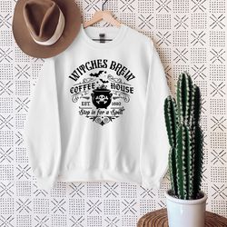 witches brew coffee house sweatshirt, sanderson sister sweater, halloween witch sweat, halloween party sweater, funny ha