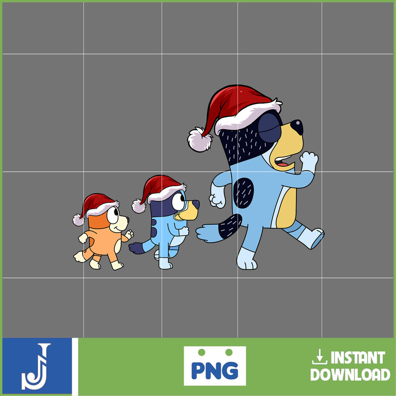 Bluey Christmas Png, Bluey Family Christmas Png, Christmas Magical Sublimation, Blue Dog Christmas Tree, Instant Download (2).jpg