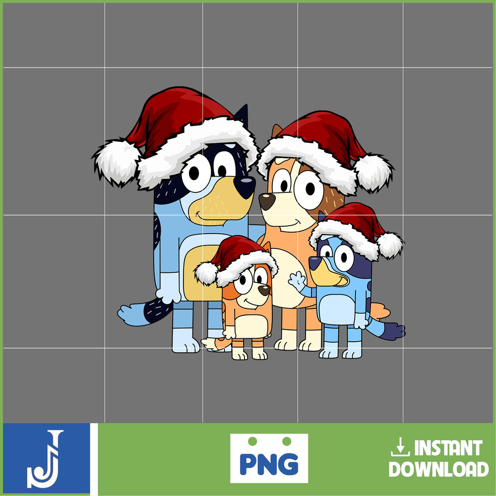 Bluey Christmas Png, Bluey Family Christmas Png, Christmas Magical Sublimation, Blue Dog Christmas Tree, Instant Download (4).jpg