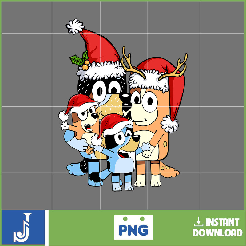 Bluey Christmas Png, Bluey Family Christmas Png, Christmas Magical Sublimation, Blue Dog Christmas Tree, Instant Download (5).jpg