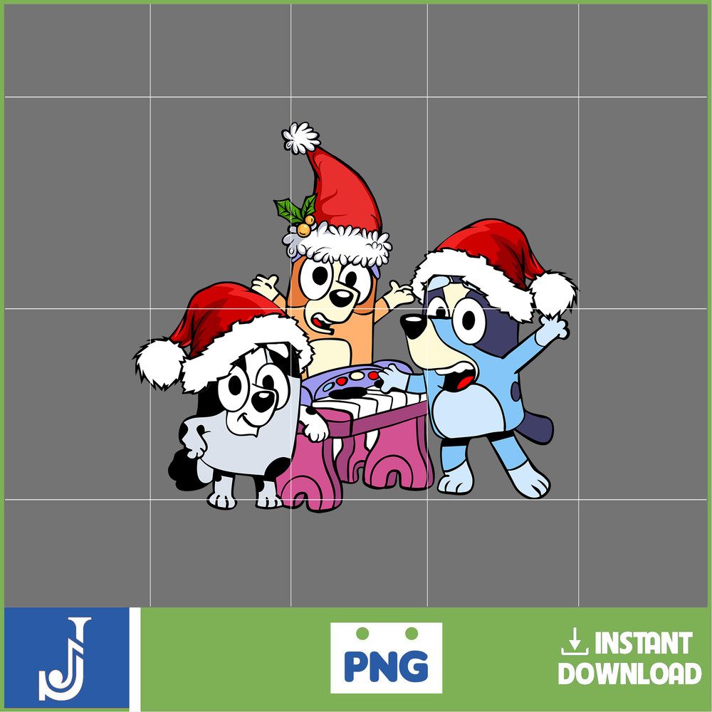 Bluey Christmas Png, Bluey Family Christmas Png, Christmas Magical Sublimation, Blue Dog Christmas Tree, Instant Download (6).jpg
